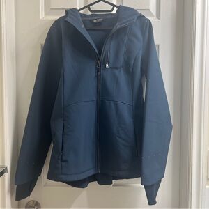 Mondetta Outdoor Performance Blue Water-Resistant Fleece-Lined Rain Jacket Coat